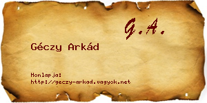 Géczy Arkád névjegykártya